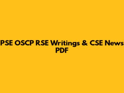 PSE OSCP RSE Writings & CSE News PDF